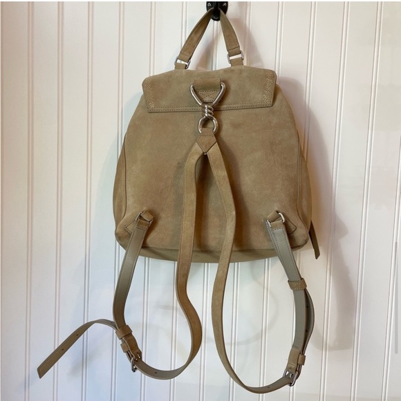 All Saints Ziggy Tan Suede Backpack Bag Purse Cappuccino - Picture 6 of 11